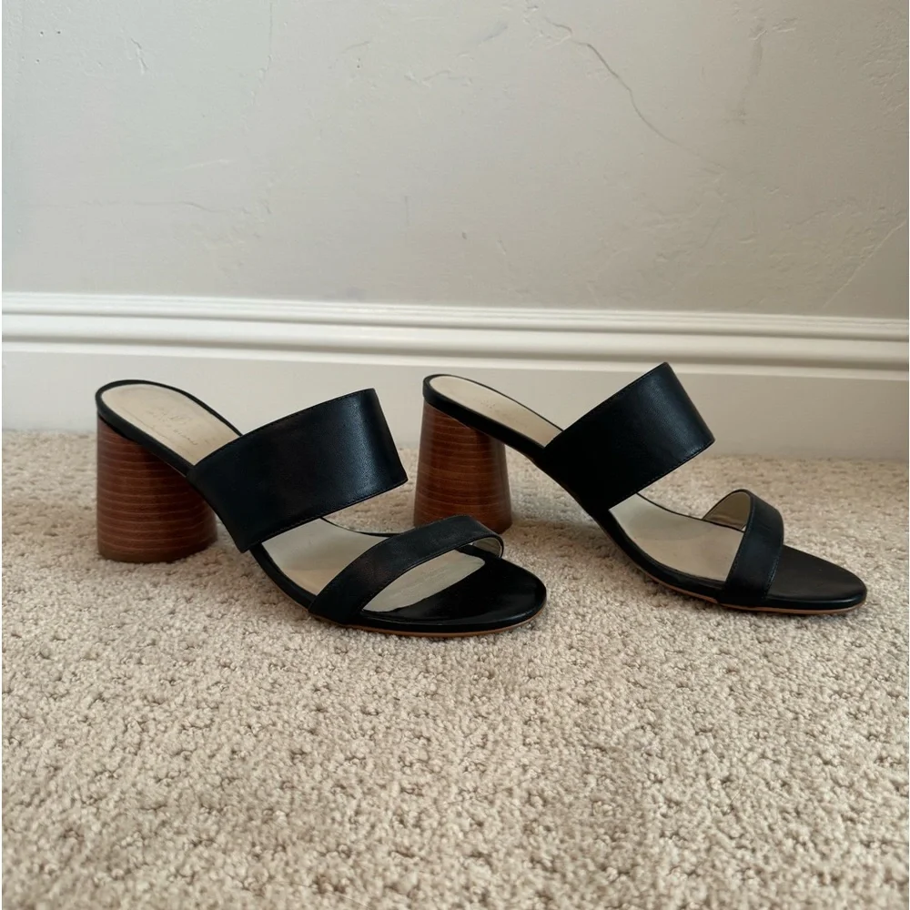 Able Black and Cream Heeled Sandals - Picture 3 of 8